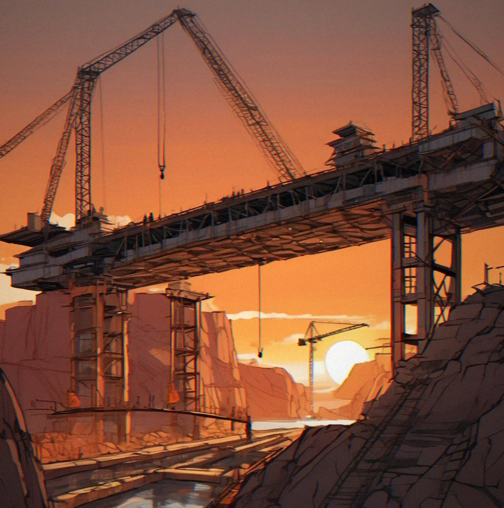 Crumbling earth tiles shifting as you try to build a bridge across them, the ground literally moving while your structure goes up