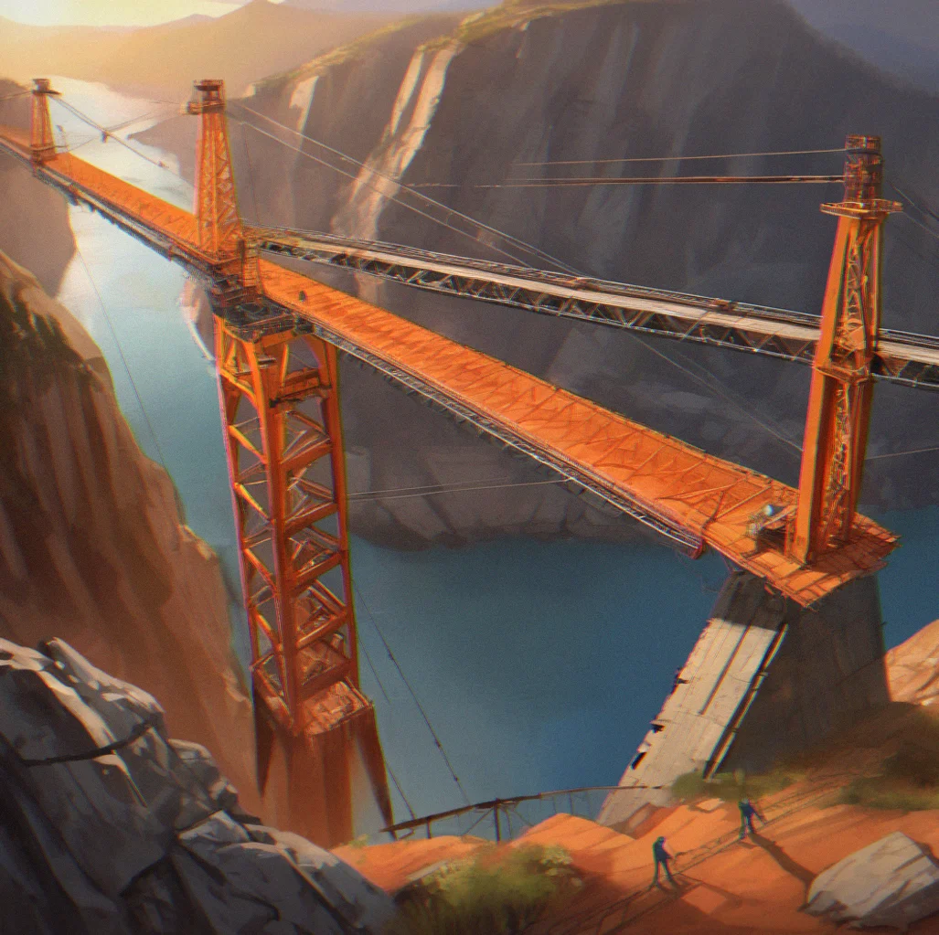 Unlock notification screen showing suspension cables becoming available, With side-by-side comparison of old steel beam limitatiins versus new cable span distance
